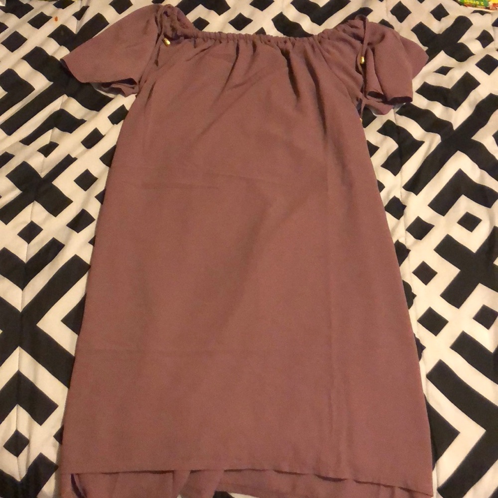 Dim purple off the shoulder dress